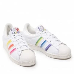 Chaussures De Sport Chaussures Adidas - Superstar Pride GW2415 Ftwwht/Ftwwht/Owhite Blanc -Chaussures Femme Soldes 0000208120296 04 sw