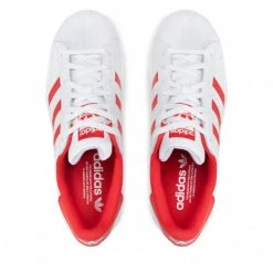 Chaussures De Sport Chaussures Adidas - Superstar GZ3741 Ftwwht/Vivred/Ftwwht Blanc -Chaussures Femme Soldes 0000209092998 06 ph